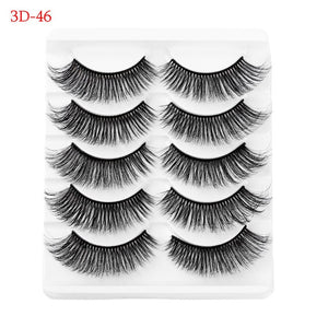 5 Pairs 6D Faux Mink Hair False Eyelashes Natural Long Wispies Lashes Handmade Cruelty-free Criss-cross Eyelashes Makeup Tools