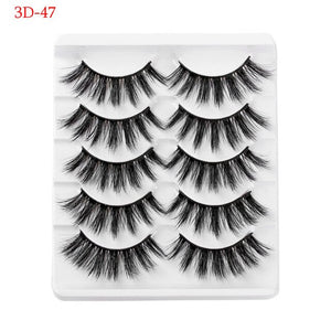 5 Pairs 6D Faux Mink Hair False Eyelashes Natural Long Wispies Lashes Handmade Cruelty-free Criss-cross Eyelashes Makeup Tools