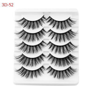 5 Pairs 6D Faux Mink Hair False Eyelashes Natural Long Wispies Lashes Handmade Cruelty-free Criss-cross Eyelashes Makeup Tools