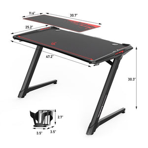 55x23 Inch Ergonomic Gaming Desk E-sports Computer Table PC Desk Gamer Tables Workstation with USB Gaming Handle Rack&Mouse Pad