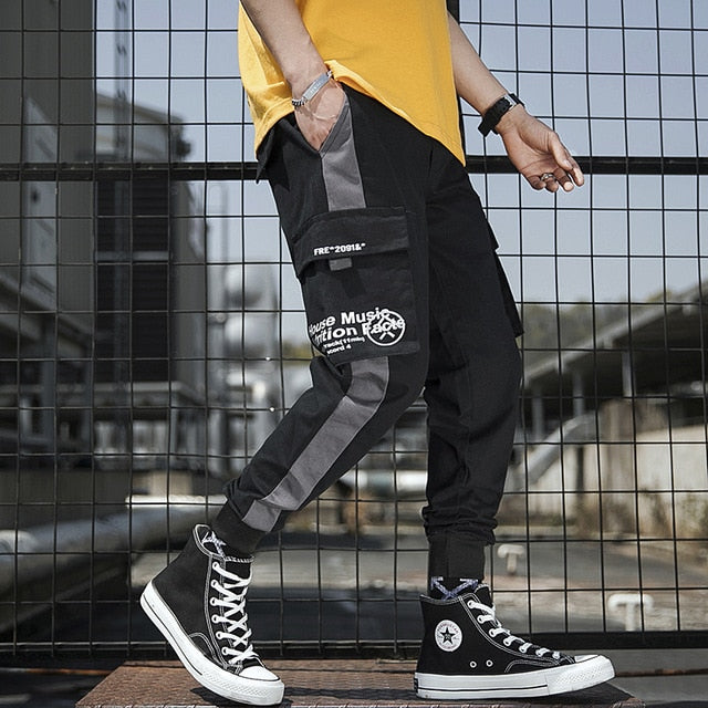 Streetwear Men's Multi Pockets Cargo Harem Pants Hip Hop Casual Male Track Pants Joggers Trousers Fashion Harajuku Men Pants