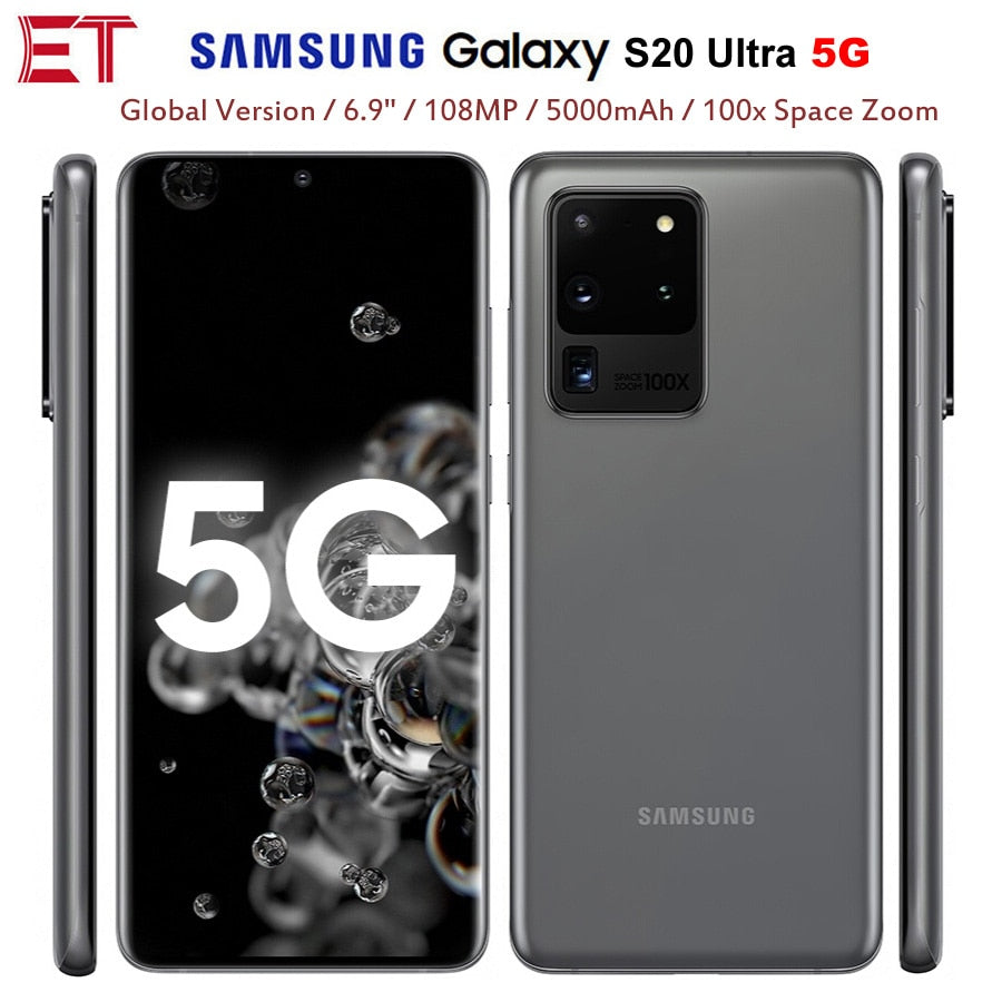 Global Version Samsung Galaxy S20 Ultra G988B-DS 5G Mobile Phone 12GB RAM 128GB ROM 6.9"1440x3200p 5000mAh 108MP NFC Android10.0