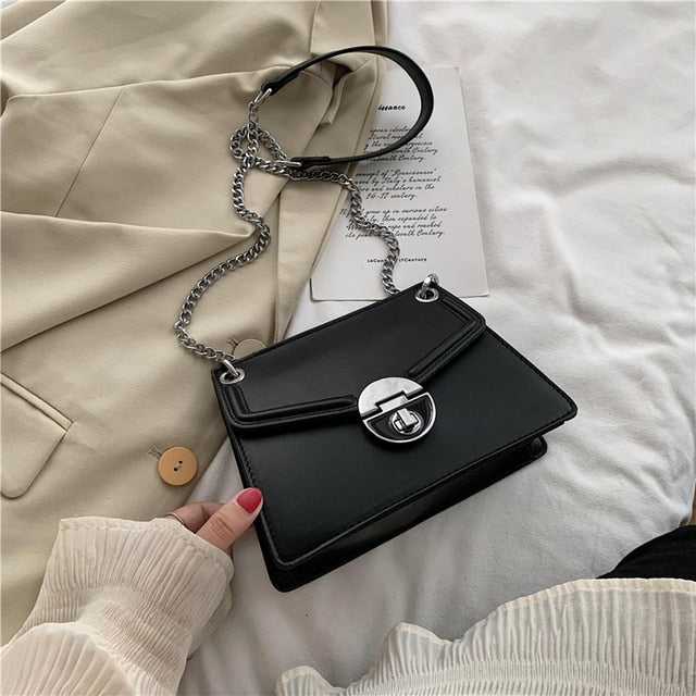 Solid color Flip Crossbody bag 2020 Fashion New High-quality PU Leather Women's Designer Handbag Chain Shoulder Messenger Bag