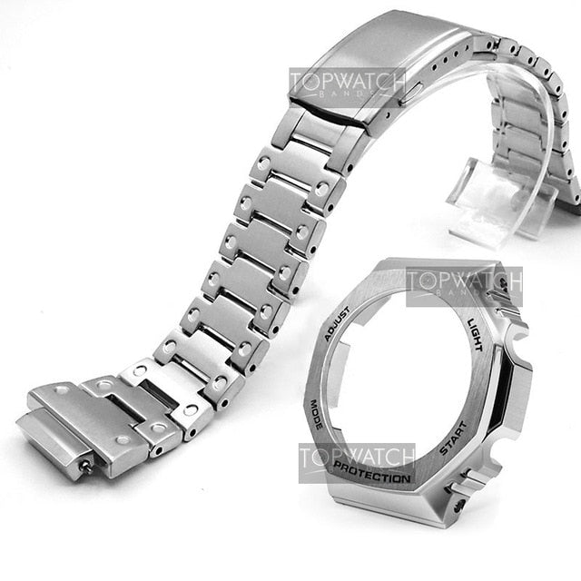 For GA2100 Watch Band Strap Bezel/Case 316L Stainless Steel Metal Steel Belt With Tools Wholesale Watchband GA-2100 GA2110