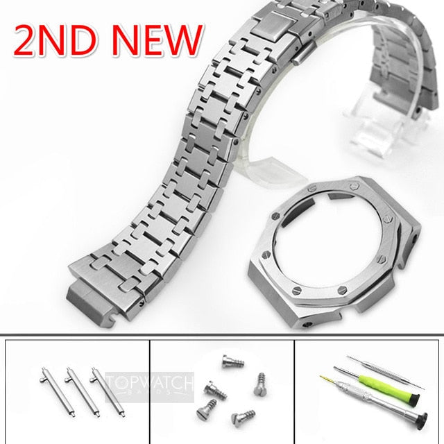 For GA2100 Watch Band Strap Bezel/Case 316L Stainless Steel Metal Steel Belt With Tools Wholesale Watchband GA-2100 GA2110