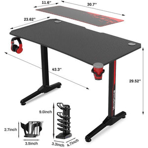 55x23 Inch Ergonomic Gaming Desk E-sports Computer Table PC Desk Gamer Tables Workstation with USB Gaming Handle Rack&Mouse Pad