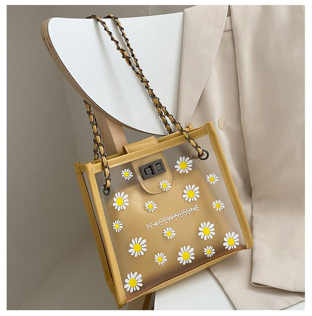 Women's Daisy Shoulder Bag Women's Bag New Fashion All-match Transparent Jelly Chain Bag women handbags  purse  clutches women