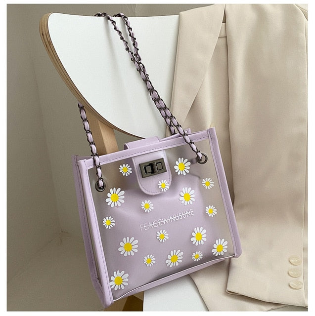 Women's Daisy Shoulder Bag Women's Bag New Fashion All-match Transparent Jelly Chain Bag women handbags  purse  clutches women