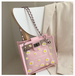 Women's Daisy Shoulder Bag Women's Bag New Fashion All-match Transparent Jelly Chain Bag women handbags  purse  clutches women