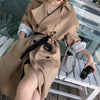 Spring elegant Women long Trench coat fashion wind double breasted with waist belt outwear trench coat windbreaker female FY52