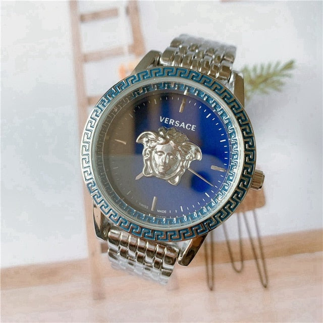 Versace- Luxury Brand quartz women Watches Quartz men Watch Stainless Steel Strap wristwatch classic business dress watch