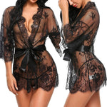 Meihuida Sexy Women Lingerie Lace Ruffles Robe See-through Babydoll Underwear Sleepwear Night Dress Erotic Sex Clothes