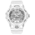 SMAEL New Men Watch Luxury Transparent Strap Digital Quartz Watches Double Time Waterproof Sport Chronograph Reloj Hombre