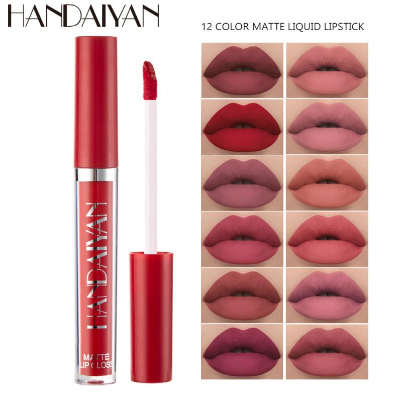 HANDAIYAN Lipstick nude 12 Colors Lipgloss Set Natural Moisturizer Waterproof matte makeup lip stick maquiagem Lips make up TSLM