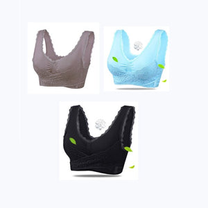3PCS Big Size Bras Push Up Gather Lace Trim Lingerie Sexy Front Clouse Bra Sleep Sports Bralette Brassiere нижнее белье