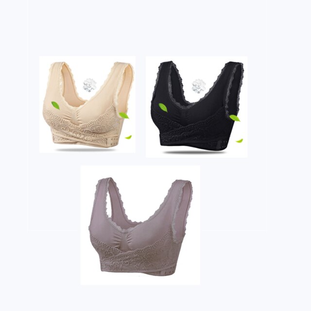 3PCS Big Size Bras Push Up Gather Lace Trim Lingerie Sexy Front Clouse Bra Sleep Sports Bralette Brassiere нижнее белье