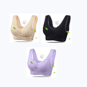3PCS Big Size Bras Push Up Gather Lace Trim Lingerie Sexy Front Clouse Bra Sleep Sports Bralette Brassiere нижнее белье