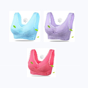 3PCS Big Size Bras Push Up Gather Lace Trim Lingerie Sexy Front Clouse Bra Sleep Sports Bralette Brassiere нижнее белье