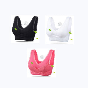 3PCS Big Size Bras Push Up Gather Lace Trim Lingerie Sexy Front Clouse Bra Sleep Sports Bralette Brassiere нижнее белье