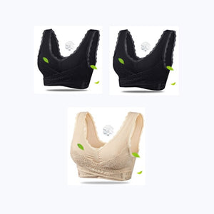 3PCS Big Size Bras Push Up Gather Lace Trim Lingerie Sexy Front Clouse Bra Sleep Sports Bralette Brassiere нижнее белье