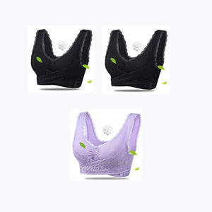3PCS Big Size Bras Push Up Gather Lace Trim Lingerie Sexy Front Clouse Bra Sleep Sports Bralette Brassiere нижнее белье