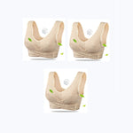 3PCS Big Size Bras Push Up Gather Lace Trim Lingerie Sexy Front Clouse Bra Sleep Sports Bralette Brassiere нижнее белье