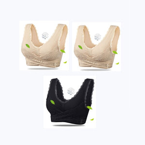 3PCS Big Size Bras Push Up Gather Lace Trim Lingerie Sexy Front Clouse Bra Sleep Sports Bralette Brassiere нижнее белье