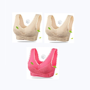 3PCS Big Size Bras Push Up Gather Lace Trim Lingerie Sexy Front Clouse Bra Sleep Sports Bralette Brassiere нижнее белье