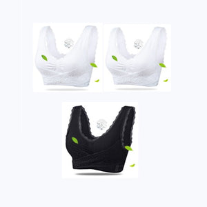 3PCS Big Size Bras Push Up Gather Lace Trim Lingerie Sexy Front Clouse Bra Sleep Sports Bralette Brassiere нижнее белье