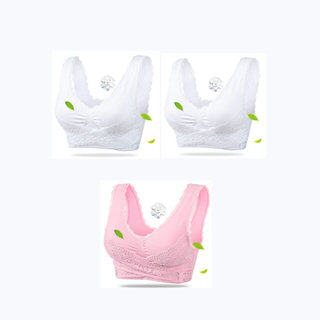 3PCS Big Size Bras Push Up Gather Lace Trim Lingerie Sexy Front Clouse Bra Sleep Sports Bralette Brassiere нижнее белье