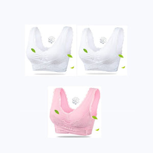 3PCS Big Size Bras Push Up Gather Lace Trim Lingerie Sexy Front Clouse Bra Sleep Sports Bralette Brassiere нижнее белье