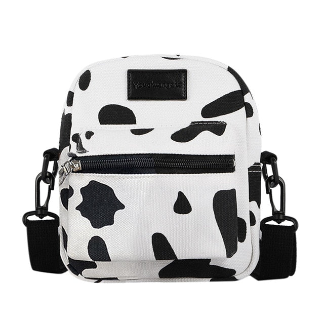Hot Sale Cow Print Small Square Bag Canvas Crossbody Bag For Women Leisure Messenger Bag Women's Shoulder Bag Mobile Phone Purse