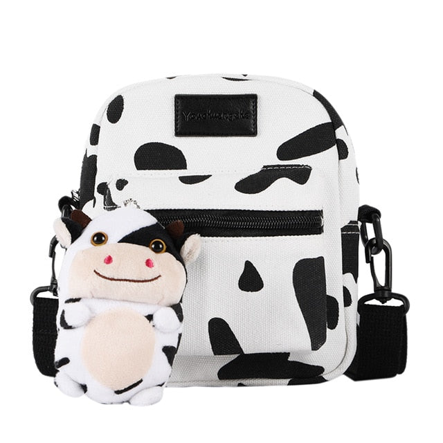 Hot Sale Cow Print Small Square Bag Canvas Crossbody Bag For Women Leisure Messenger Bag Women's Shoulder Bag Mobile Phone Purse