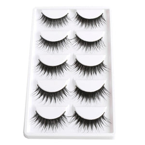 5 Pairs 6D Faux Mink Hair False Eyelashes Natural Long Wispies Lashes Handmade Cruelty-free Criss-cross Eyelashes Makeup Tools