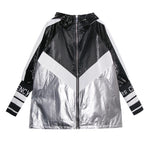 [EAM] Women Letter Printed Big Size Trench New Hooded Long Sleeve Loose Fit Windbreaker Fashion Tide Spring Autumn 2020 1Z612