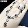 ZHHIRY Star Sapphire Gemstone Jewelry Set Genuine 925 Sterling Silver 100% Natural Stone Woman Sets  Prom Noble Precious