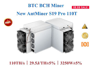 The newest  SHA-256 Asic BTC BCH Miner AntMiner S19 Pro 110T, Better than S9 T19 S17 S17e M31S M30S M21S M20S T3 A10 pro 500M