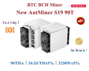 The Newest BTC BCH Miner AntMiner S19 90T 3150W±5% Better than S9 T19 S17 S17e M31S M30S M21SM31S M30S M21S M20S T3 A10 pro 500M