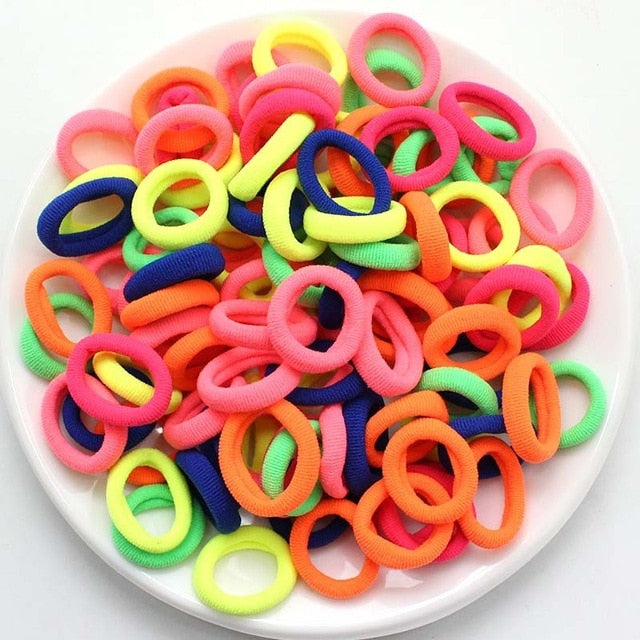 Kids Small Hair Tie Baby Girl Children Headbands Colorful Elastic Hair Bands Nylon Scrunchie Hair Rope 100pcs Hair Accessories