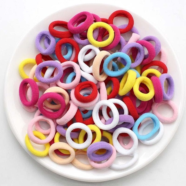 Kids Small Hair Tie Baby Girl Children Headbands Colorful Elastic Hair Bands Nylon Scrunchie Hair Rope 100pcs Hair Accessories