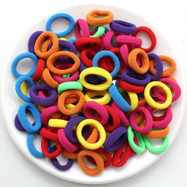 Kids Small Hair Tie Baby Girl Children Headbands Colorful Elastic Hair Bands Nylon Scrunchie Hair Rope 100pcs Hair Accessories