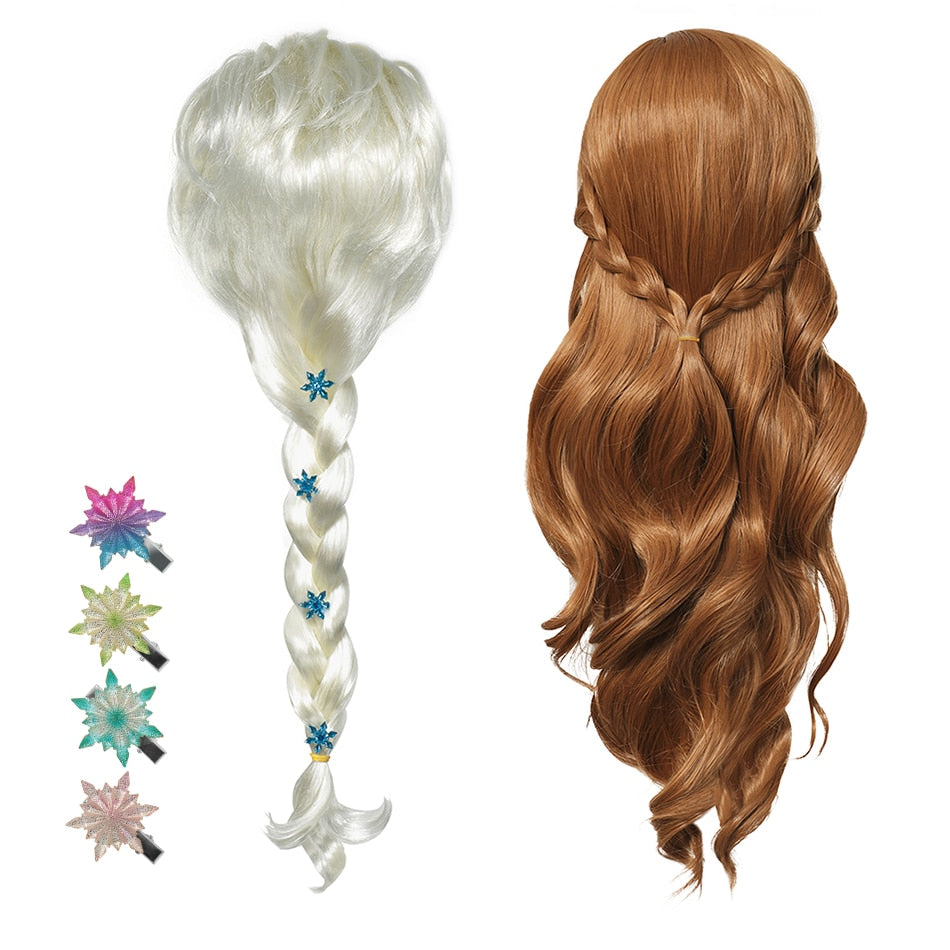 New Anna Elsa 2 Wig Princess Hair Bands Girls Party Fancy Accessories Princess Braid Headwear Christmas Hair Clips Kids Jewelry