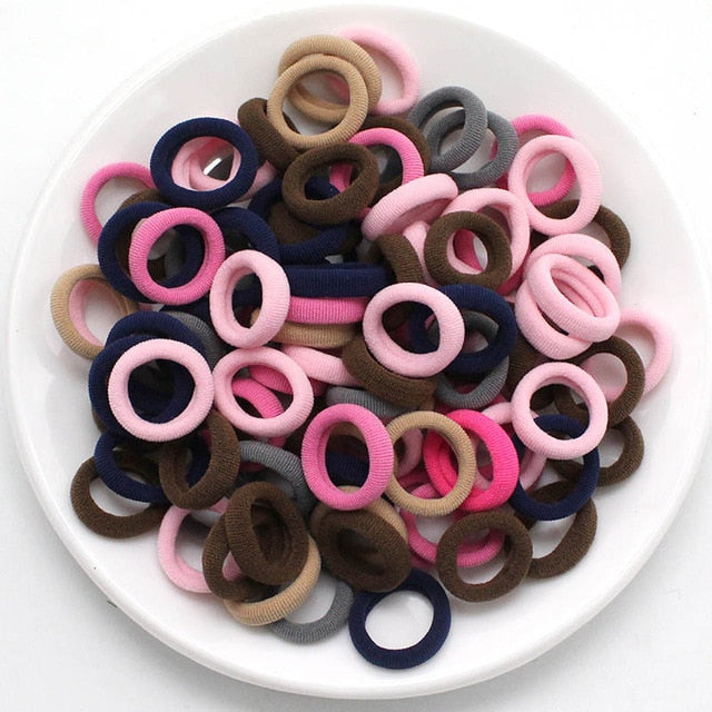 Kids Small Hair Tie Baby Girl Children Headbands Colorful Elastic Hair Bands Nylon Scrunchie Hair Rope 100pcs Hair Accessories