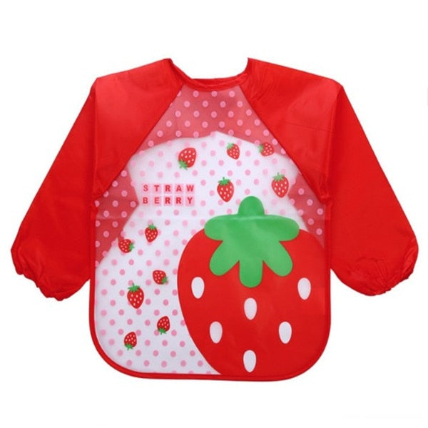 Baby Kids Toddler Long Sleeve Scarf Waterproof Art Smock Feeding Bib Apron Pocket Infant Boys Girls Burp Cloth Banana Bibs