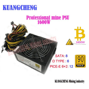 ETH miners power supply (with cable) , 1600W 12V 125A output. Including  4d  6+2Pin 24Pin SATA connectors asic bitcoin miner