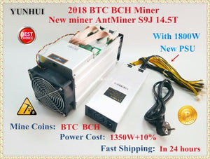 New AntMiner S9j 14.5T With 1800W PSU Asic Bitcoin SHA-256 BTC BCH BITMAIN Miner Better Than Antminer S9 S9i 13T 13.5T 14T S11